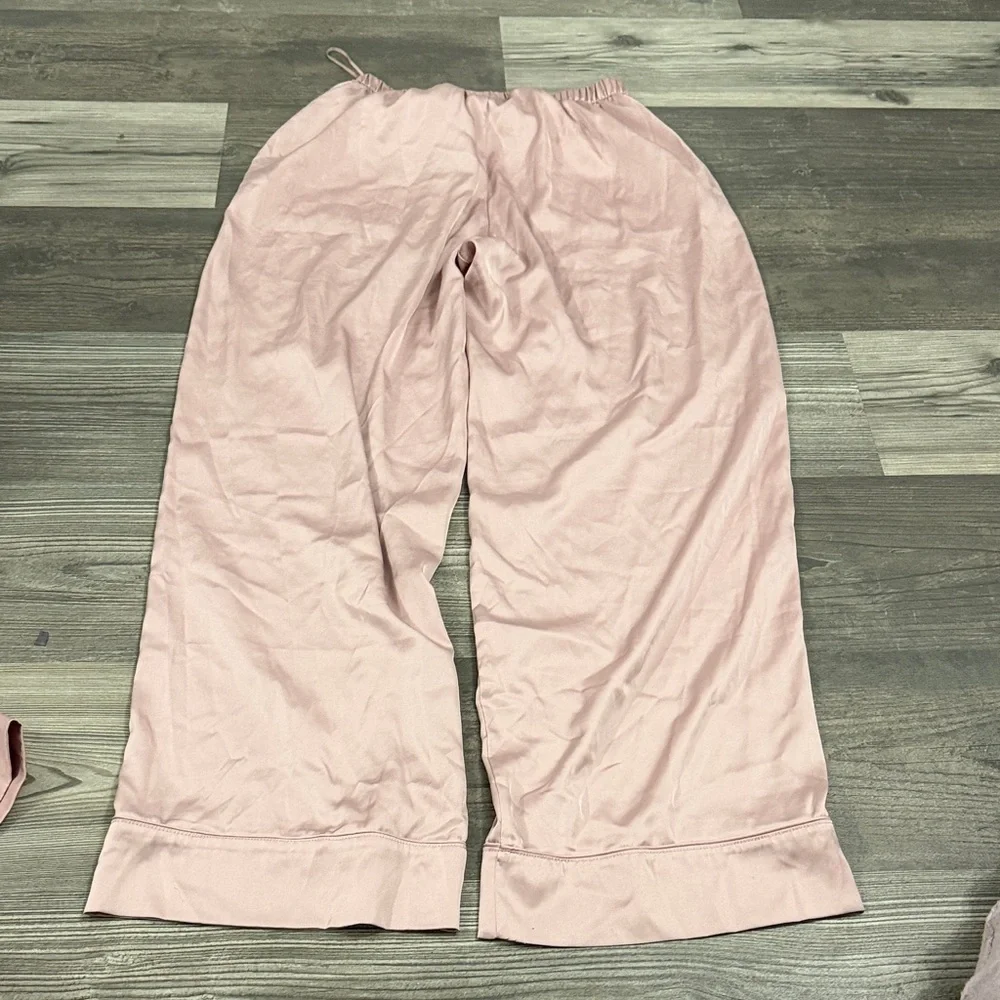 Express Faux Silk/Satin Pink Pajama Pant Set Medium